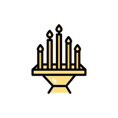 Church candles line color icon. Isolated vector element. Outline pictogram for web page, mobile app, promo