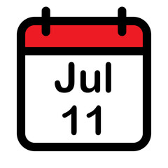Calendar icon with eleventh July