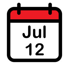 Calendar icon with twelfth July