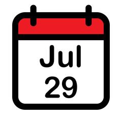 Calendar icon with twenty ninth July