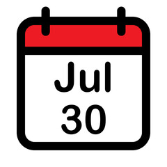 Calendar icon with thirtieth July