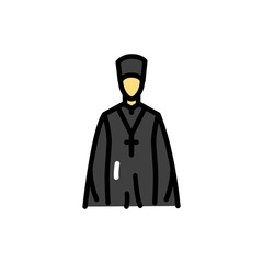 Male priest line color icon. Isolated vector element.