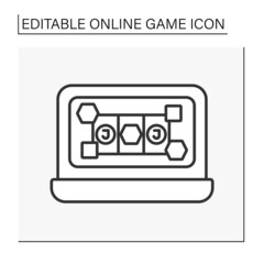  Diamond game line icon. Swap diamonds. Three in a row. Jackpot. Online game concept. Isolated vector illustration.Editable stroke