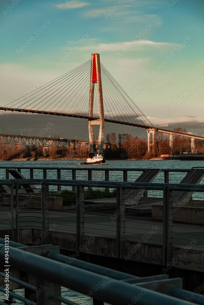 Sticker beautiful shot of a bridge in new westminster