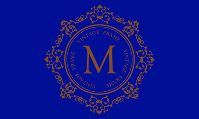 Vector logo with the letter M on a dark background. Great for logo, monogram, invitation, flyer, menu, brochure, background or any desired idea.