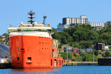 Ship moored at a pier, St. John's Harbour, St. John's, NL