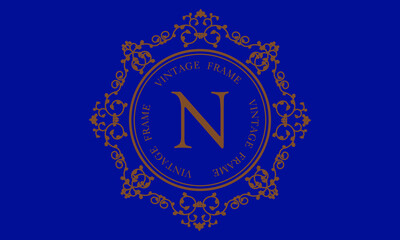 Vector logo with the letter N on a dark background. Great for logo, monogram, invitation, flyer, menu, brochure, background or any desired idea.