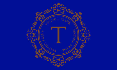 Vector logo with the letter T on a dark background. Great for logo, monogram, invitation, flyer, menu, brochure, background or any desired idea.