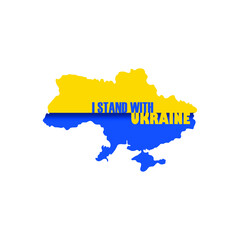 Obraz premium I stand with Ukraine. I stand with Ukraine map illustration. I stand with Ukraine's vector illustration. I stand with Ukraine flat illustration.