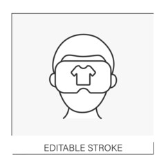  Goggles line icon. VR headset. Digital shopping, person in virtual glasses. Modern virtual technology. VR concept. Isolated vector illustration.Editable stroke