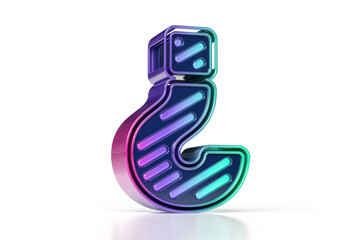 Cyberpunk style question mark in luminous pink to green gradient. 3D cyber font collection. High quality 3D rendering.