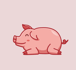 cute pig sleeping lazy. cartoon animal nature concept Isolated illustration. Flat Style suitable for Sticker Icon Design Premium Logo vector. Mascot Character