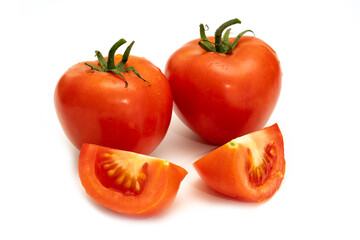 Tomatoes on a white background