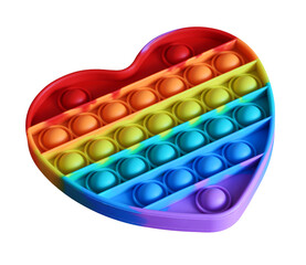 Rainbow Pop it fidget toy in the shape of a heart. - obrazy, fototapety, plakaty