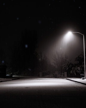 Snowy Empty Road With Glowing Ambience