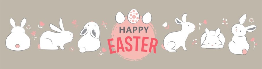 easter sale banner design with decorative eggs and bunny ears vector illustration