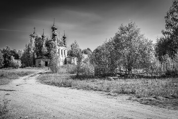 destroyed Orthodox church landscape
