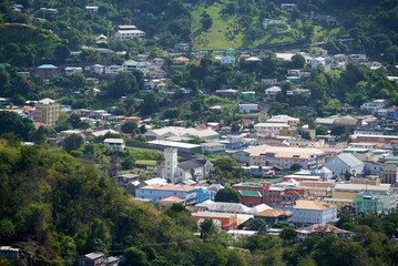 Panoramic view of Kingstown in Saint Vincent, Caribbean Islands