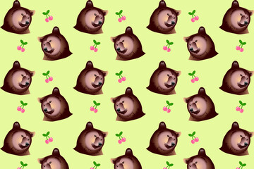 Bears and berries pattern