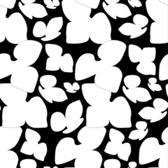 White leaves liverwort on black seamless pattern stock vector illustration for web, for print, for fabric print