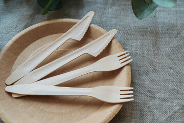 Eco friendly disposable cutlery.