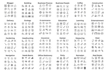 mega pack icon set symbol template for graphic and web design collection logo vector illustration