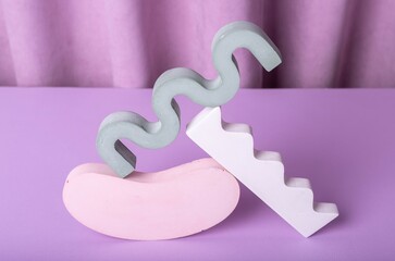 Abstract geometric shapes in balance and equilibrium. Minimalistic pastel composition with simple figures. Trendy concept, contemporary art.