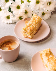 cup of coffee and dessert