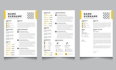 Professional Creative Resume Layout with Yellow Accents