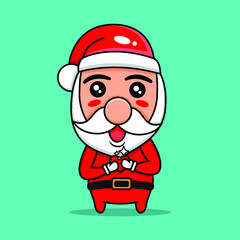 cute santa claus character with love symbol in his hands premium vector