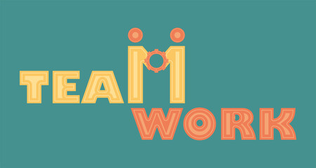 Fototapeta premium Teamwork word connected with gear pieces Business Vector