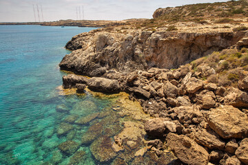 Seascape Cape Greco peninsula park, Cyprus.