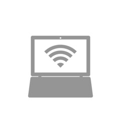 Laptop Screen Icon With WiFi Icon isolated on white background
