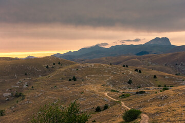 Amazing mountain landscape in Gran Sasso National Park, abruzzo, Italy