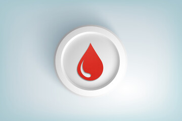 Blood donation concept, blood drop on button