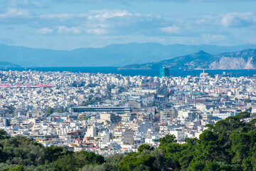 Cityscape of Athens and the Aegean Sea Greece