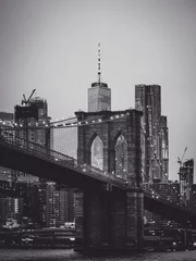 Door stickers Dark gray Vertical shot of Brooklyn bridge in New York City
