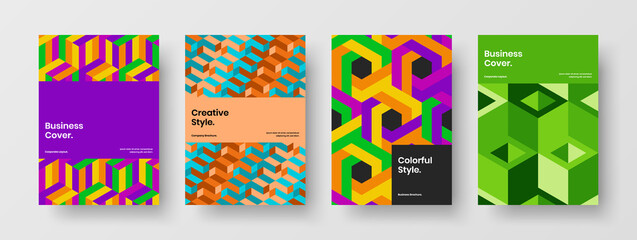 Modern mosaic shapes company identity layout composition. Minimalistic journal cover vector design template collection.
