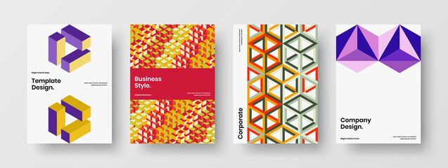 Fototapeta premium Creative geometric shapes flyer layout collection. Multicolored poster A4 vector design concept set.