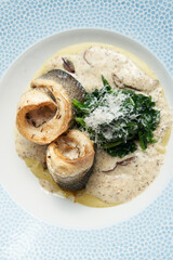 Fried stromming (herring), with mashed potato