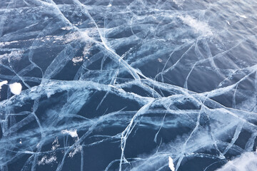 Amazing ice pattern on Baikal lake