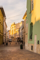 Fototapeta na wymiar KRAKOW, POLAND, 7 JANUARY 2022: Street in the old town at morning