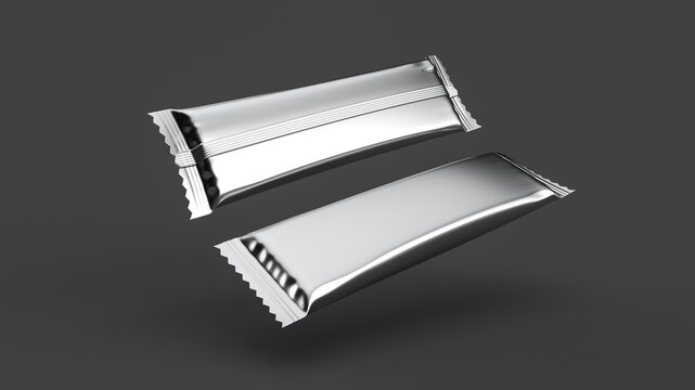 3d render of Universal mockups of blank packaging sticks, Front and back view