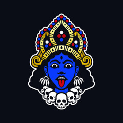 Kali Goddess portrait illustration, emblem 