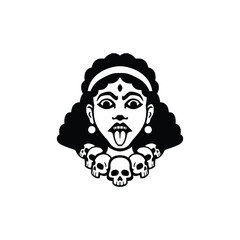 Kali Goddess portrait illustration, emblem 