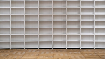 White bookcase with empty shelves