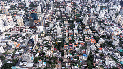 An aerial view of Thonglor district in Bangkok Thailand