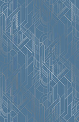 Blue art deco geometric seamless pattern