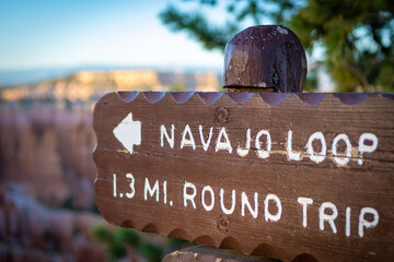Navajo Loop sign at Bryce Canyon National Park in Utah