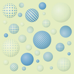 Seamless abstract pattern with flying patterned spheres